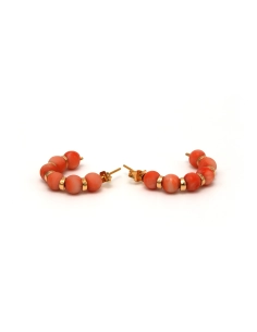 Boucles d'oreilles contemporaines en or jaune 9 carats et corail - - 1