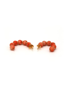 Boucles d'oreilles contemporaines en or jaune 9 carats et corail - - 2
