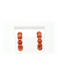 Boucles d'oreilles contemporaines en or jaune 9 carats et corail - - 3