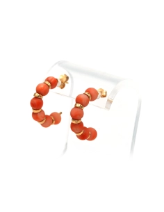 Boucles d'oreilles contemporaines en or jaune 9 carats et corail - - 4