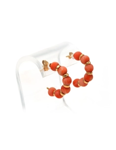 Boucles d'oreilles contemporaines en or jaune 9 carats et corail - - 6