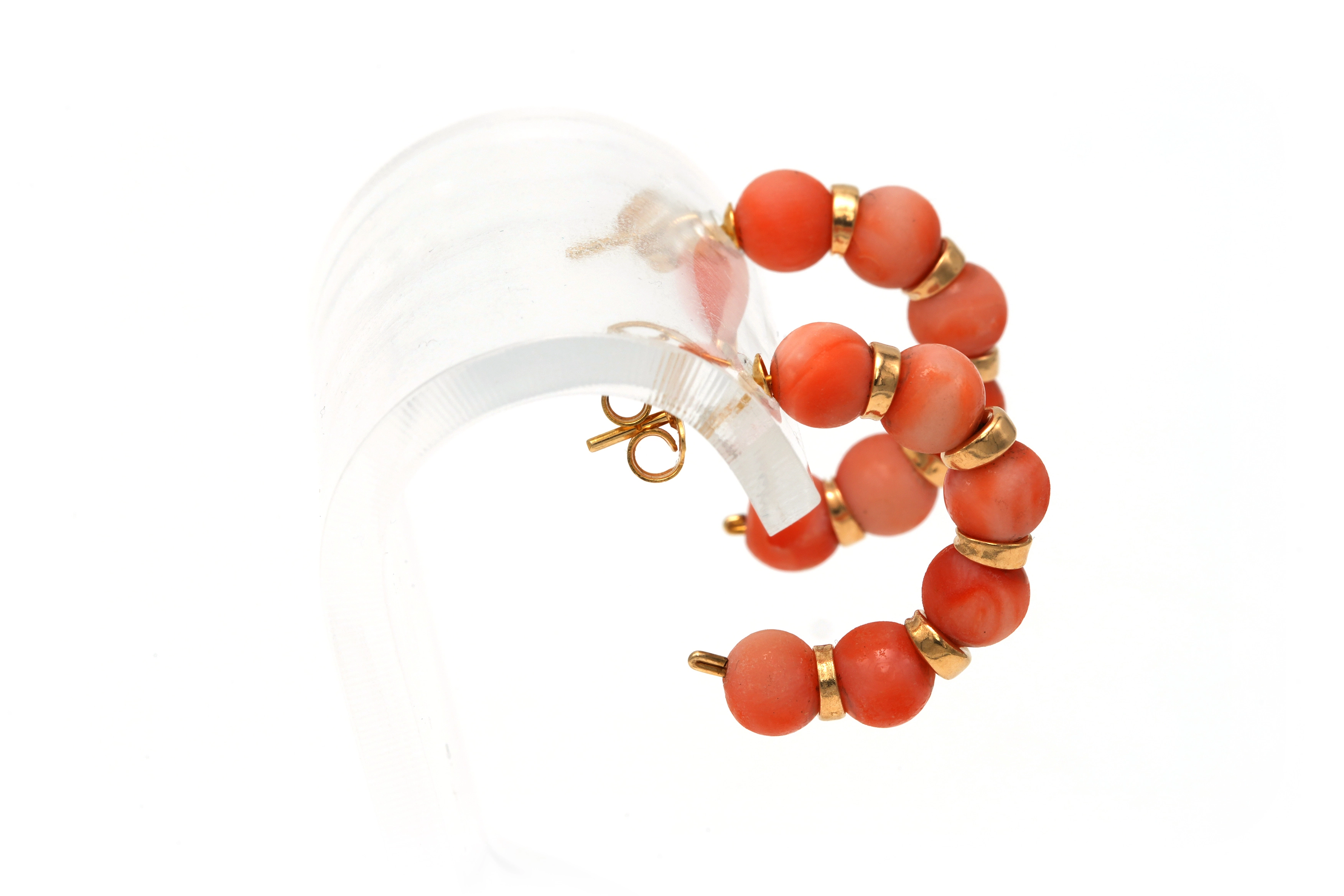 Boucles d'oreilles contemporaines en or jaune 9 carats et corail - - 7