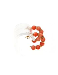 Boucles d'oreilles contemporaines en or jaune 9 carats et corail - - 7