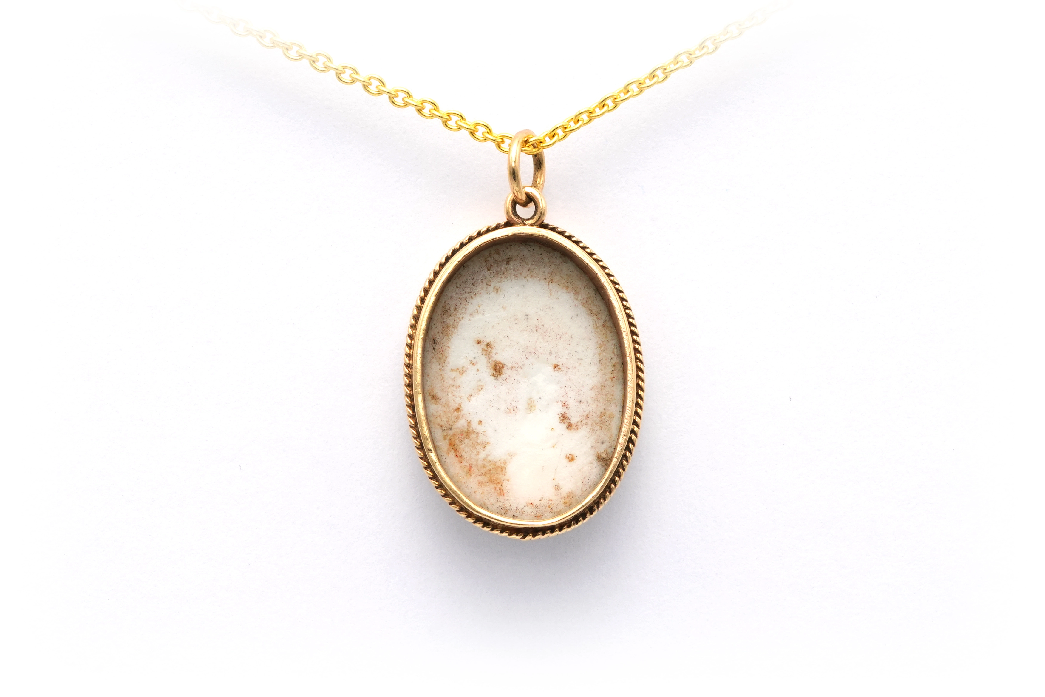 Pendentif contemporaine en or jaune 9 carats et porcelaine peinte - 4