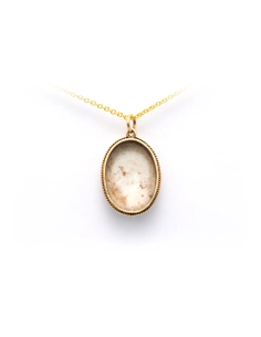 Pendentif contemporaine en or jaune 9 carats et porcelaine peinte - 4