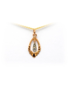 Pendentif Art Déco en or jaune et blanc 18 carats serti d'un strass - 1