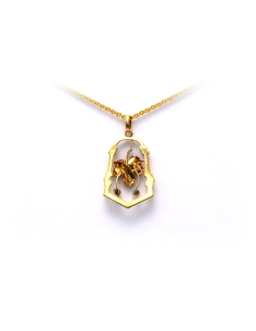 Pendentif Art Nouveau en or jaune 18 carats serti de perles - - 4