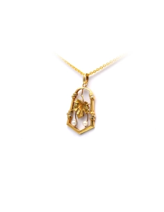 Pendentif Art Nouveau en or jaune 18 carats serti de perles - - 2