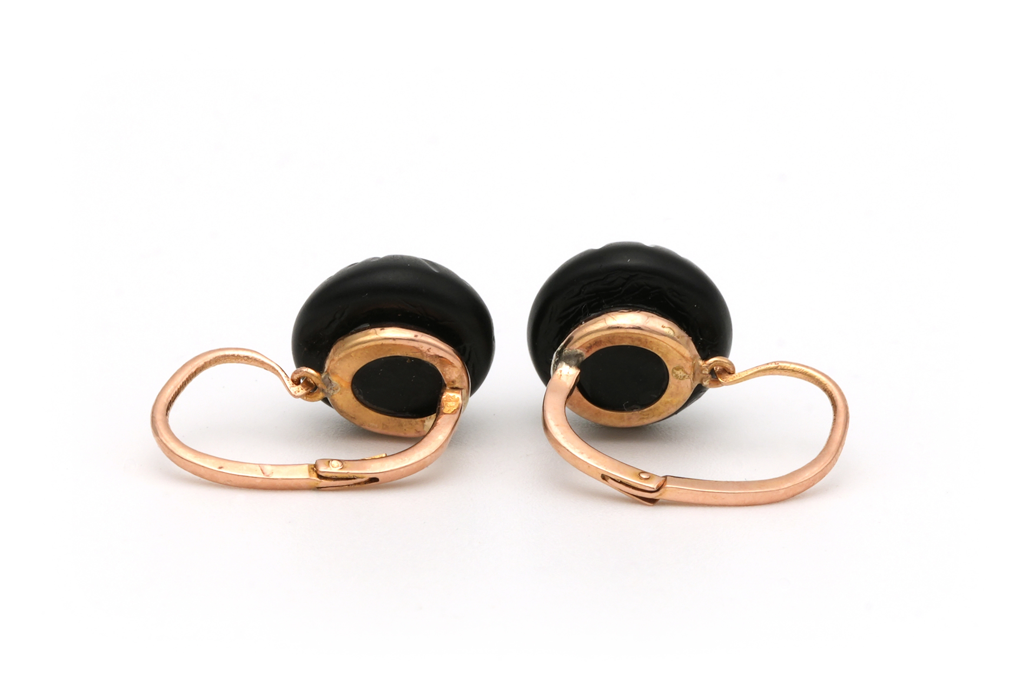 Boucles d'oreilles Napoléon III en or rose 18 carats serties de jais - 2