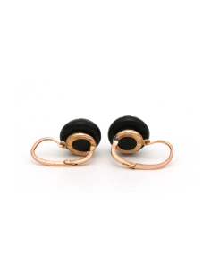 Boucles d'oreilles Napoléon III en or rose 18 carats serties de jais - 2