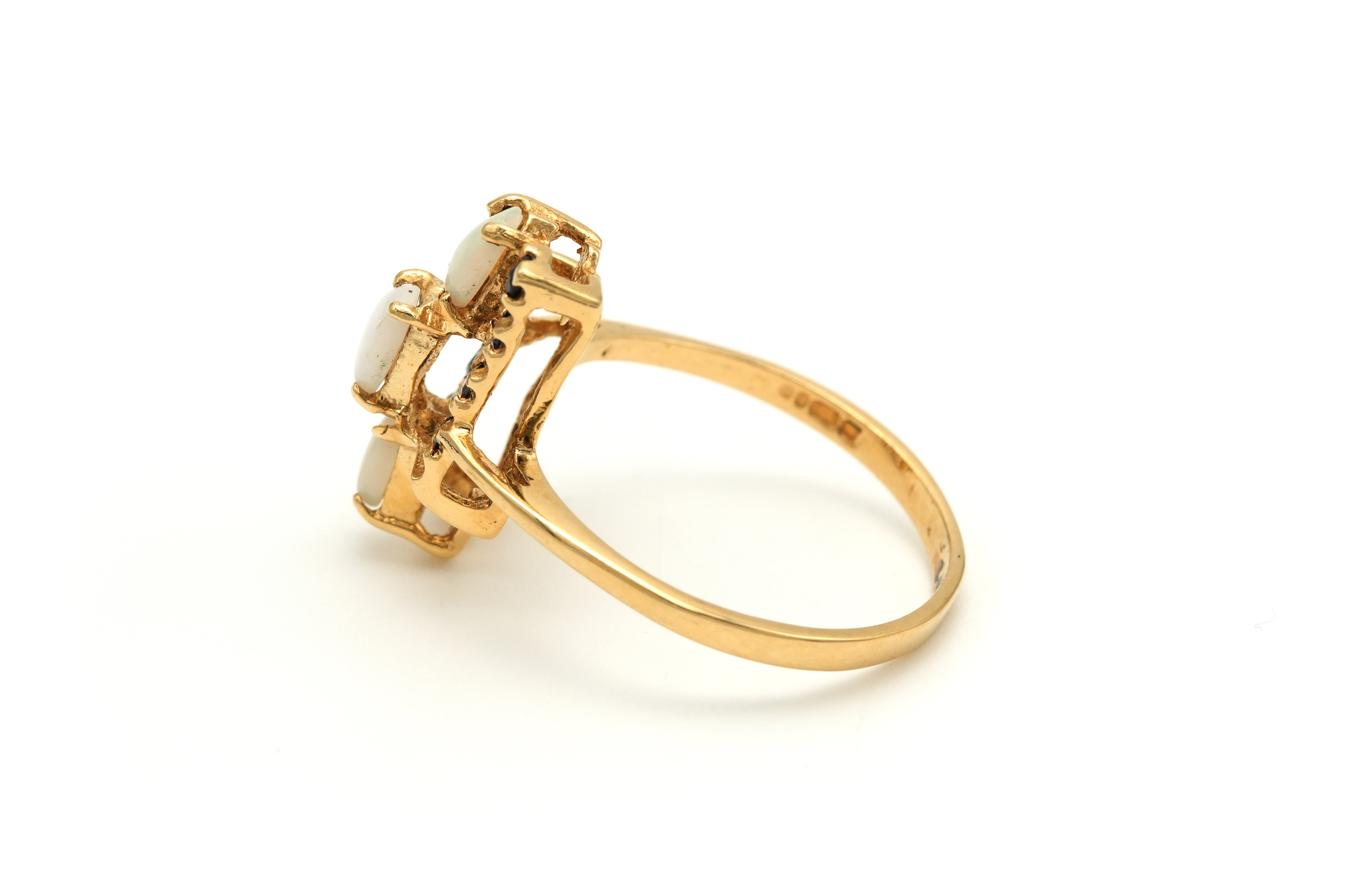 Bague contemporaine en or jaune 9 carats sertie d'opale et de saphir - - 3
