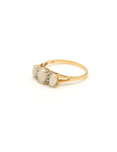 Bague contemporaine en or jaune 9 carats sertie d'opales et de diamants - - 2