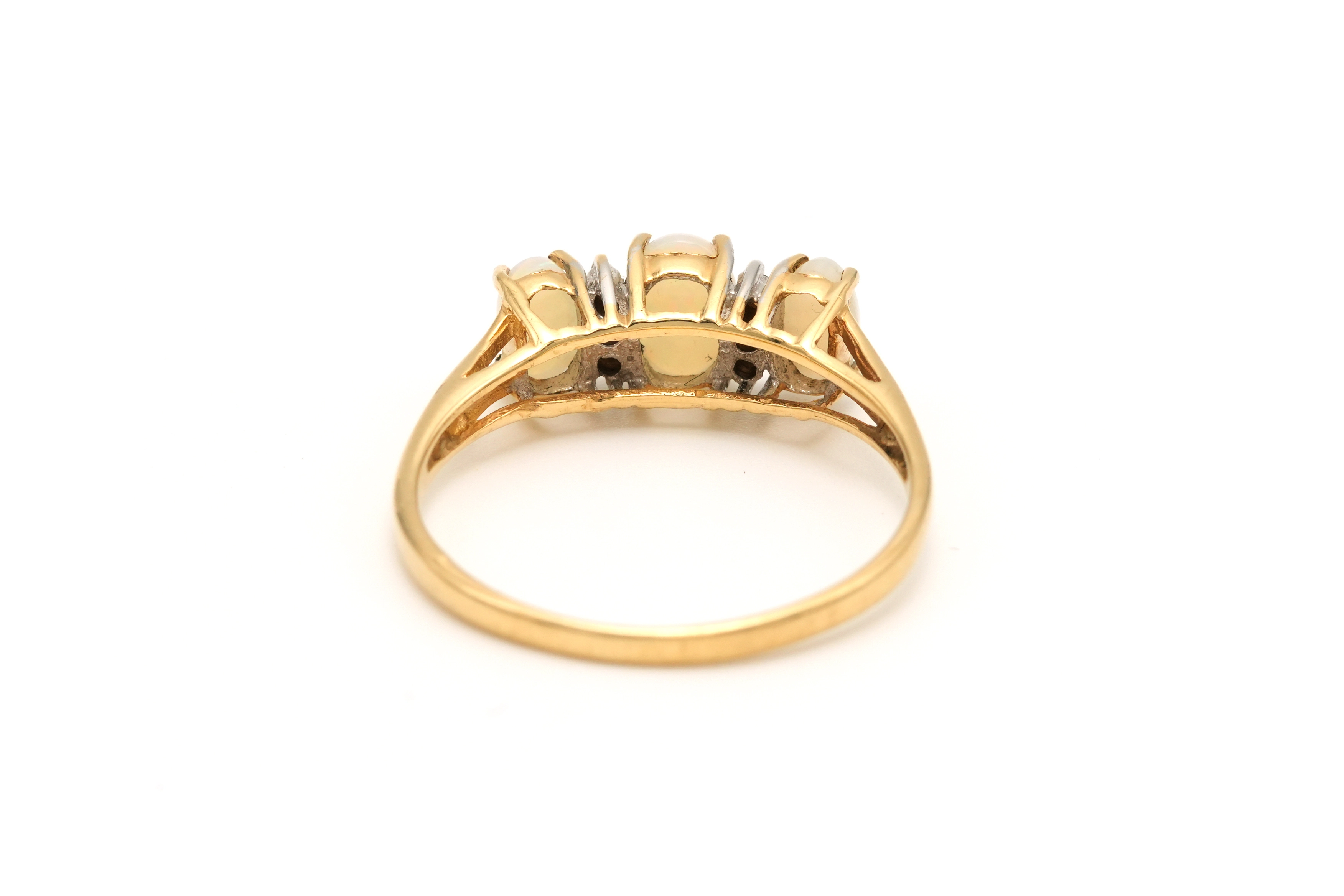 Bague contemporaine en or jaune 9 carats sertie d'opales et de diamants - - 4
