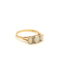 Bague contemporaine en or jaune 9 carats sertie d'opales et de diamants - - 6