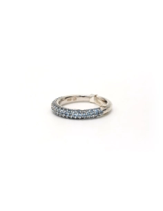 Bague contemporaine en argent 925, sertie de zirconiums bleus - 2