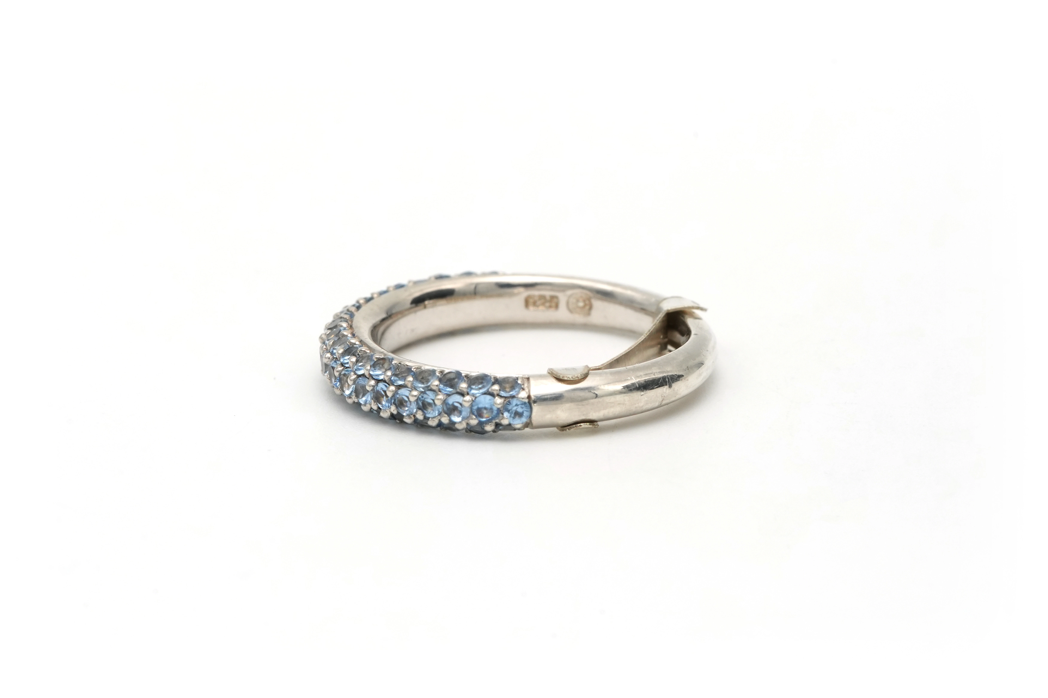 Bague contemporaine en argent 925, sertie de zirconiums bleus - 3