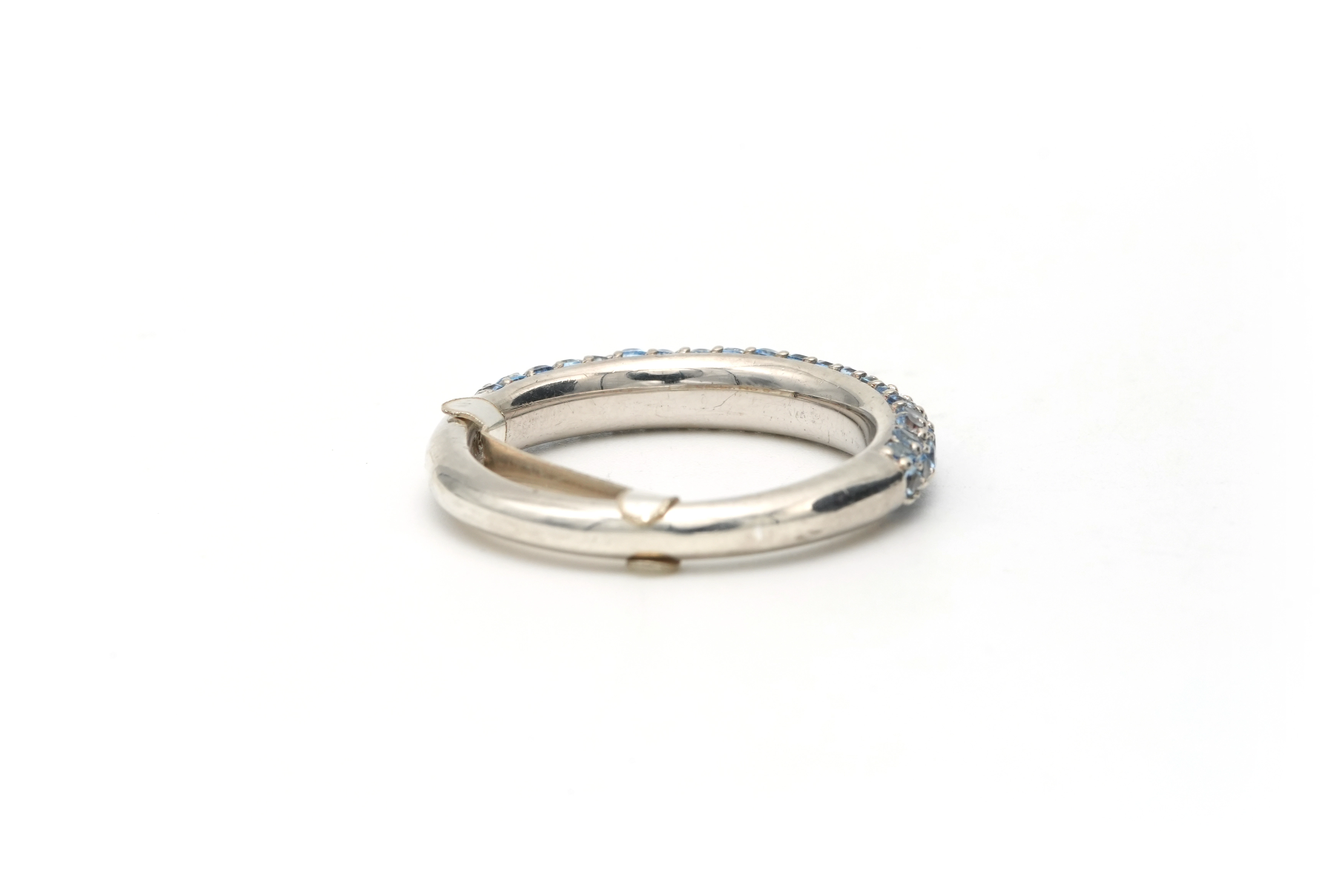 Bague contemporaine en argent 925, sertie de zirconiums bleus - 5