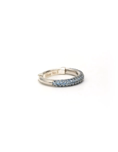 Bague contemporaine en argent 925, sertie de zirconiums bleus - 6