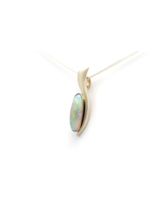 Pendentif Années 70 en or blanc 14 carats serti d'une opale - 2