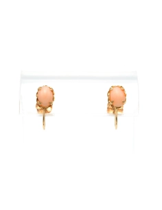 Boucles d'oreilles contemporaines en or jaune 14 carats serties de corail - 3