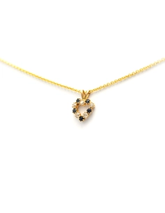 Pendentif contemporain en or jaune 9 carats serti de saphirs naturels et de zirconiums - 2