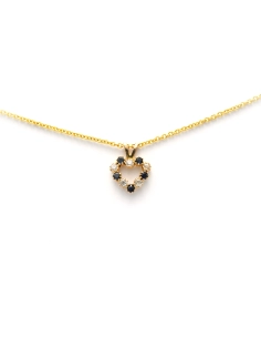 Pendentif contemporain en or jaune 9 carats serti de saphirs naturels et de zirconiums - 1