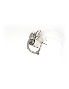 Boucles d'oreilles contemporaines en or blanc 18 carats serties de diamants - 5