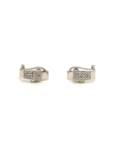 Boucles d'oreilles contemporaines en or blanc 18 carats serties de diamants - 1
