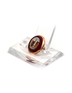 Broche Années 50 en or rose 18 carats et micro-mosaïque - - 2