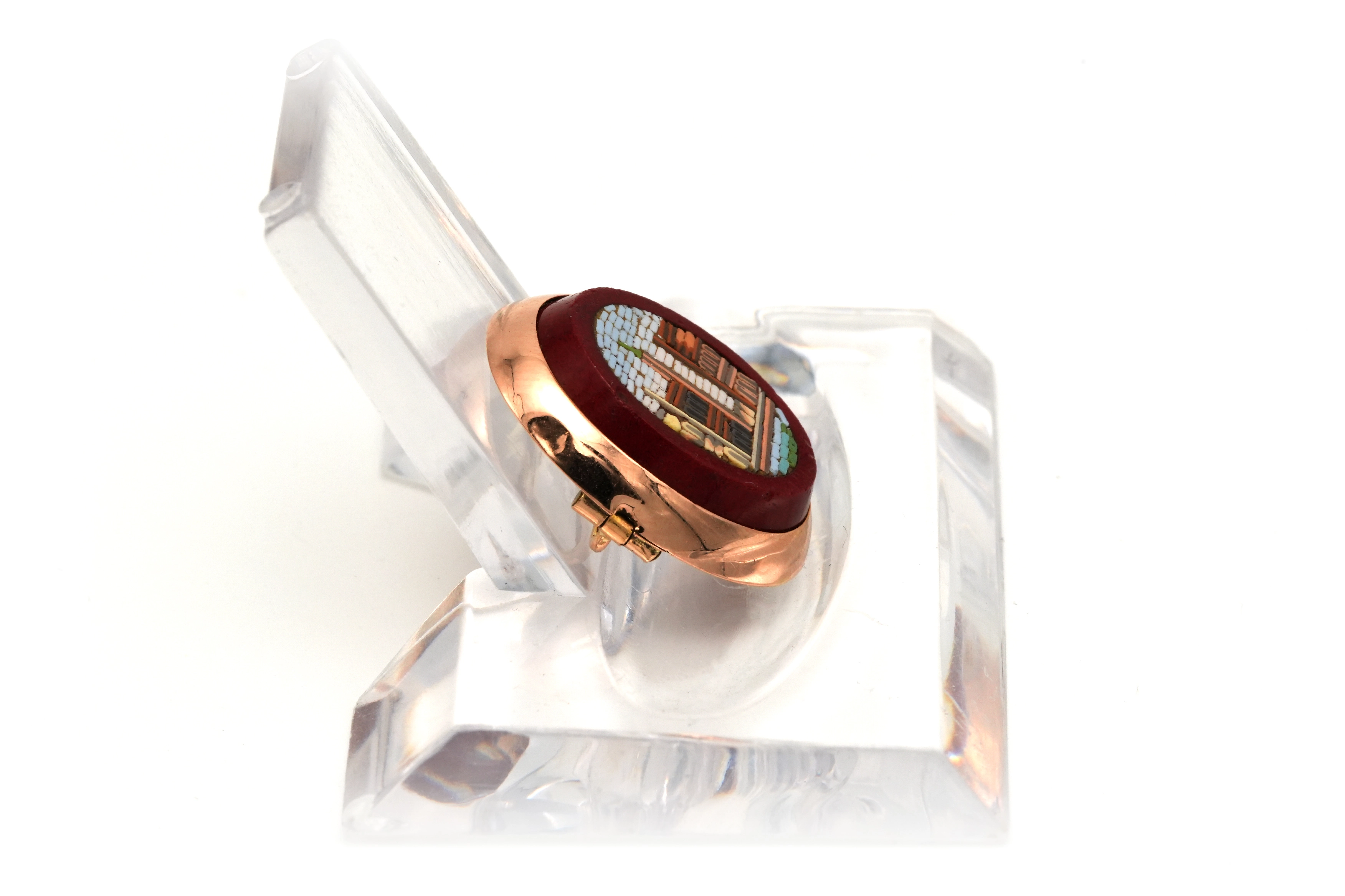 Broche Années 50 en or rose 18 carats et micro-mosaïque - - 5