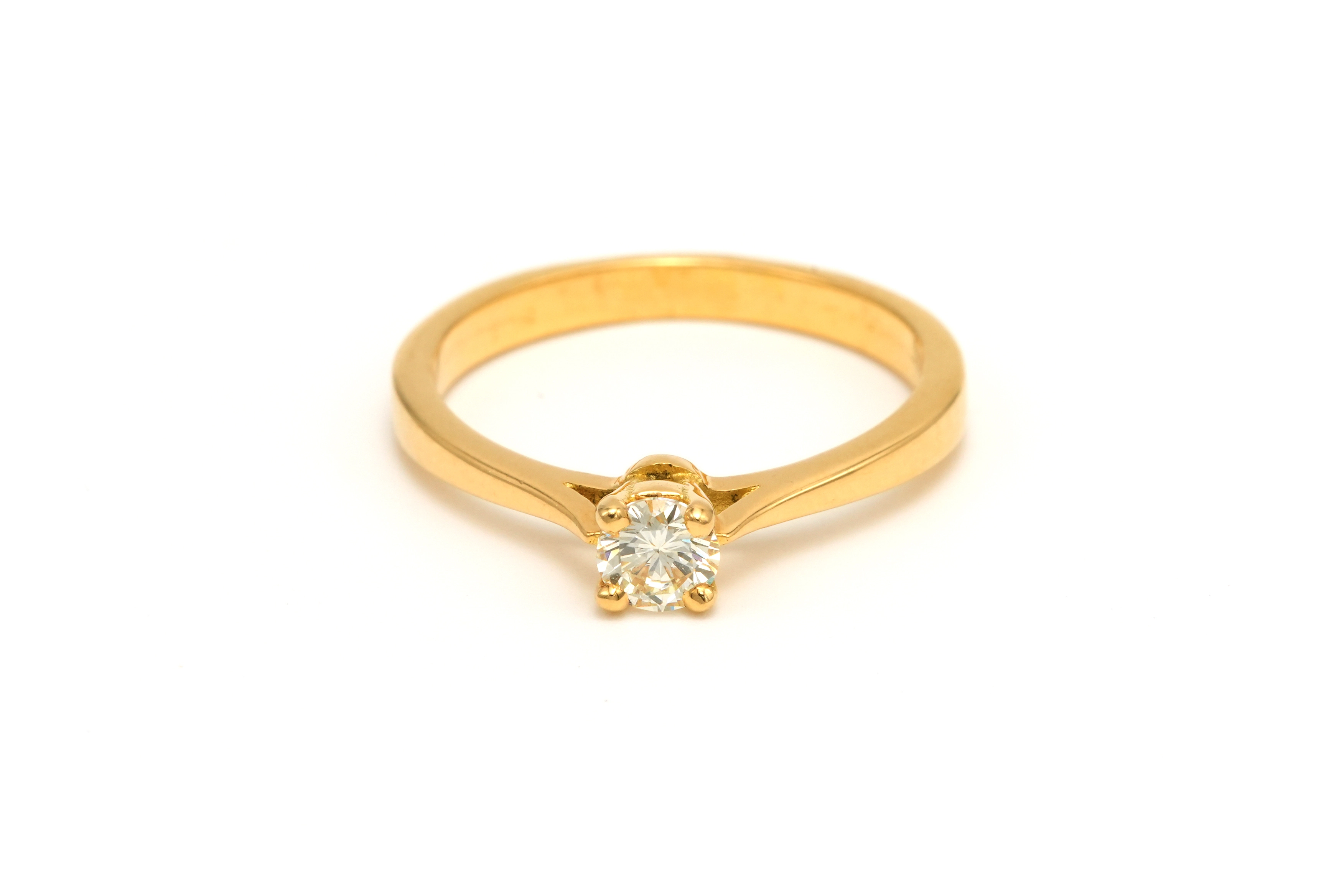 Solitaire contemporain en or jaune 18 carats serti d'un diamant (0.25 ct) - - 1