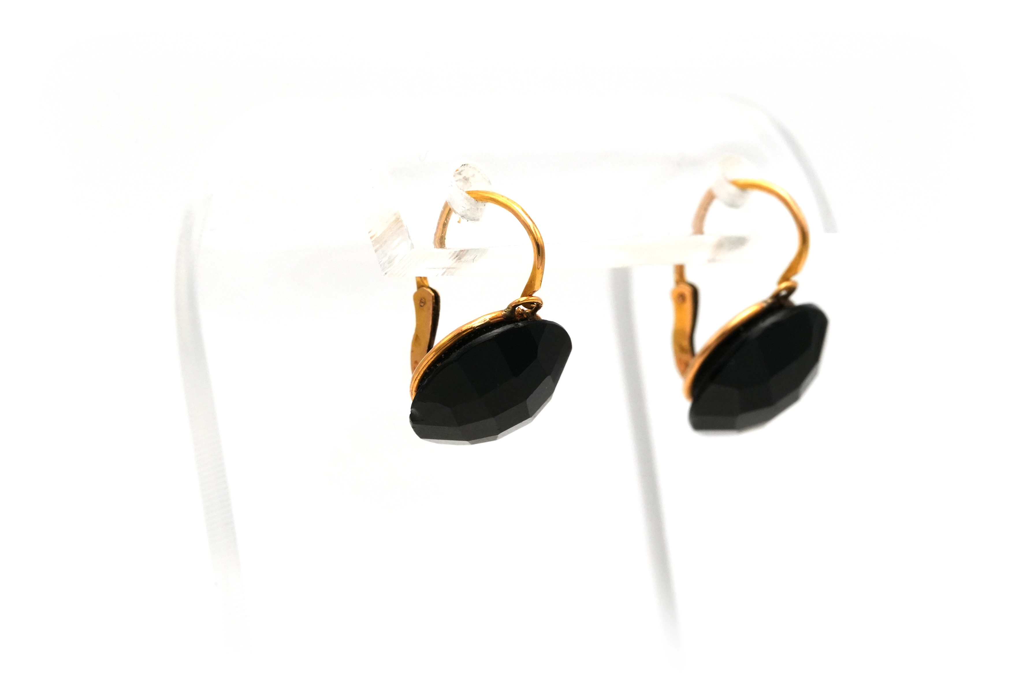 Boucles d'oreilles Napoléon III en or jaune 18 carats serties d'onyx - 7