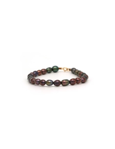 Bracelet contemporain en or jaune 18 carats et perles - - 1