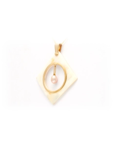 Pendentif Années 70 en or jaune 18 carats et nacre serti d'une perle - 2