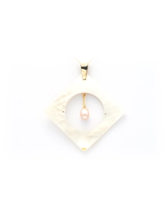 Pendentif Années 70 en or jaune 18 carats et nacre serti d'une perle - 4