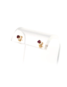 Boucles d'oreilles contemporaines en or jaune 9 carats serties de rubis - 4