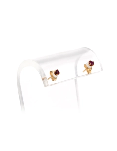 Boucles d'oreilles contemporaines en or jaune 9 carats serties de rubis - 7