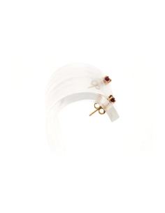 Boucles d'oreilles contemporaines en or jaune 9 carats serties de rubis - 6