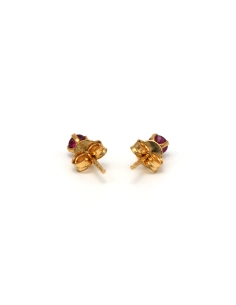 Boucles d'oreilles contemporaines en or jaune 9 carats serties de rubis - 2