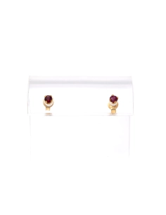 Boucles d'oreilles contemporaines en or jaune 9 carats serties de rubis - 3