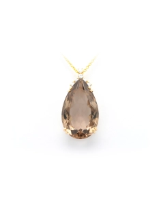 Pendentif contemporain en or jaune 18 carats serti d'un quartz fumé et de diamants "taille" brillant (+-0,36ct) - 1