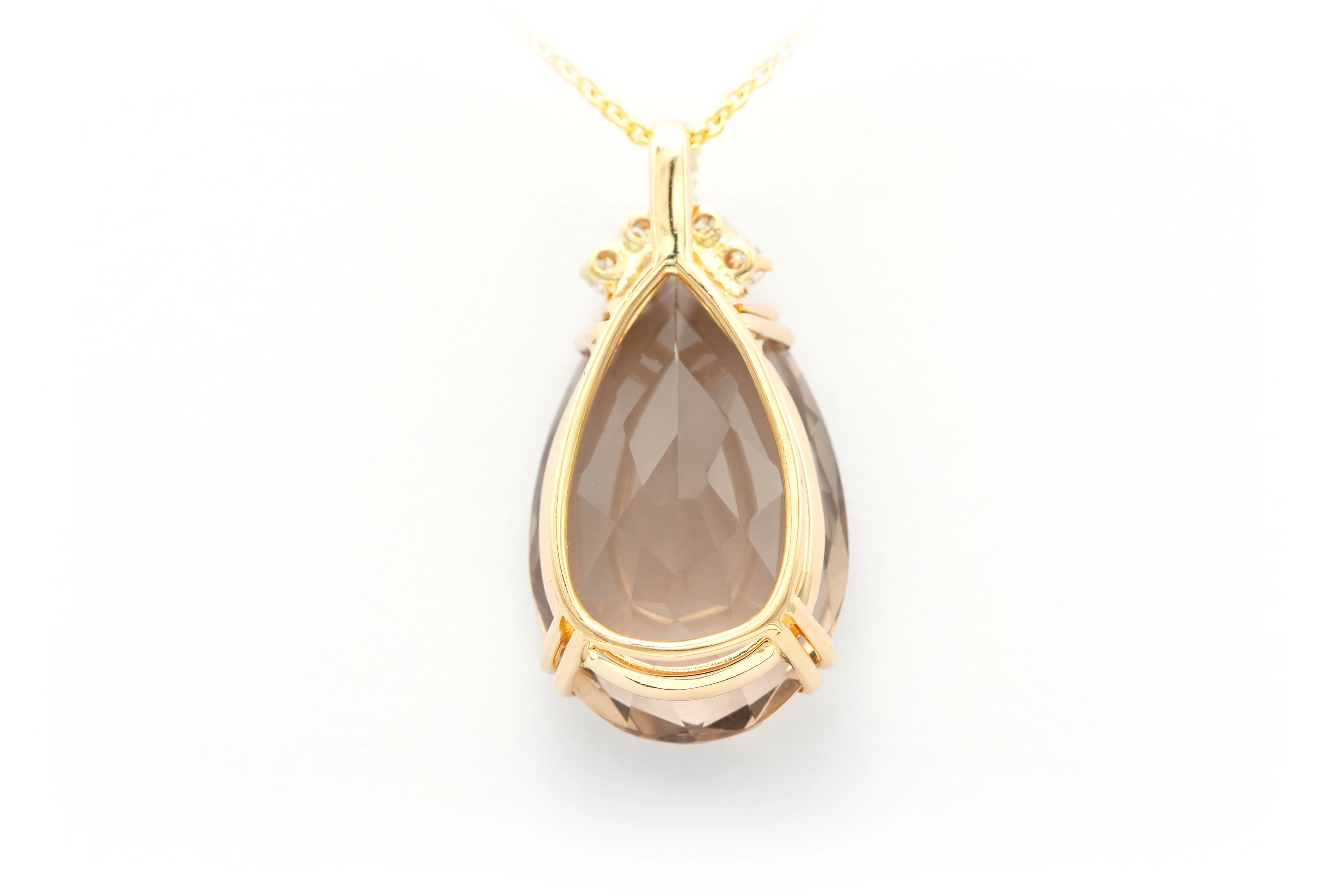 Pendentif contemporain en or jaune 18 carats serti d'un quartz fumé et de diamants "taille" brillant (+-0,36ct) - 4