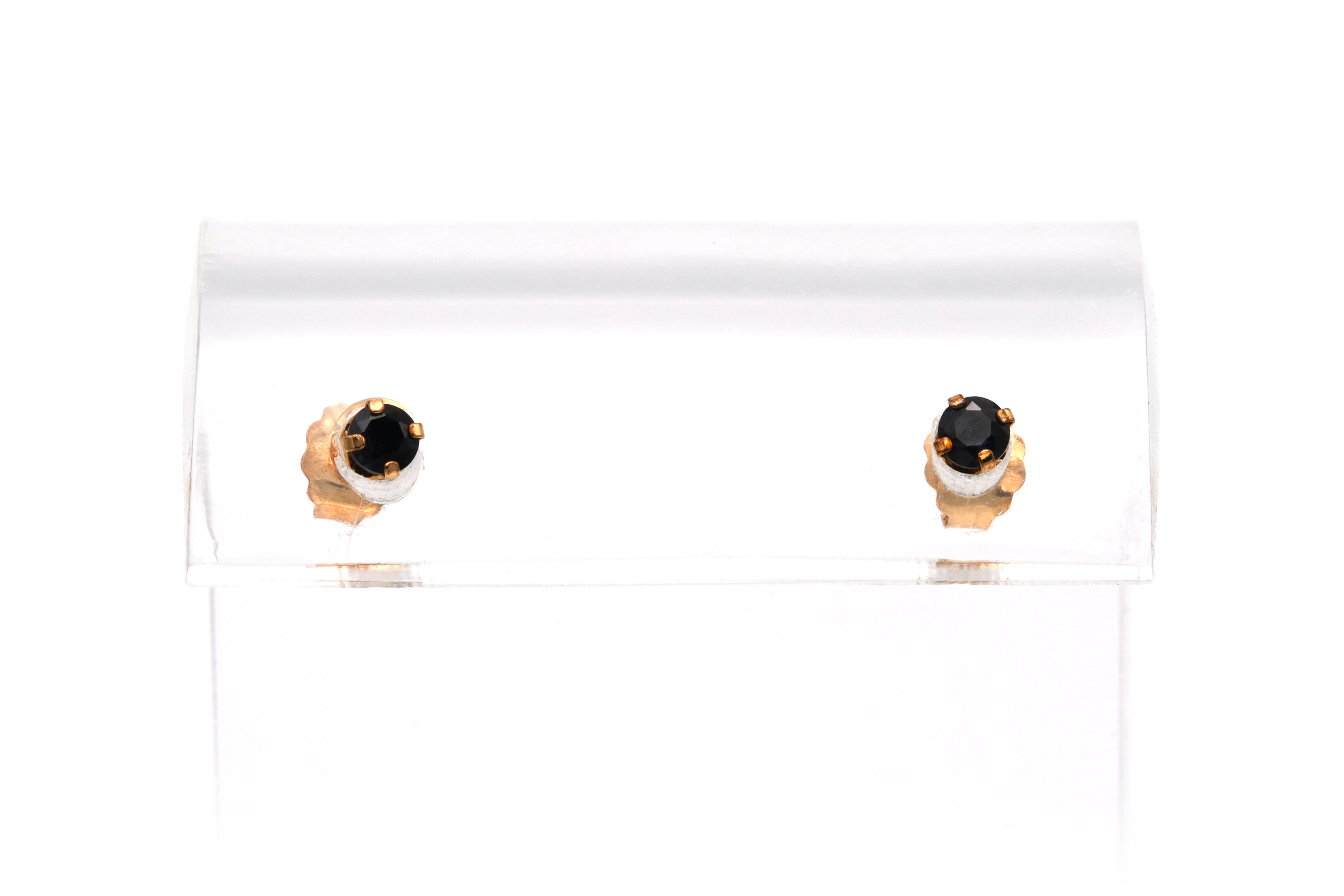 Boucles d'oreilles contemporaines en or jaune 9 carats serties de saphirs - 3