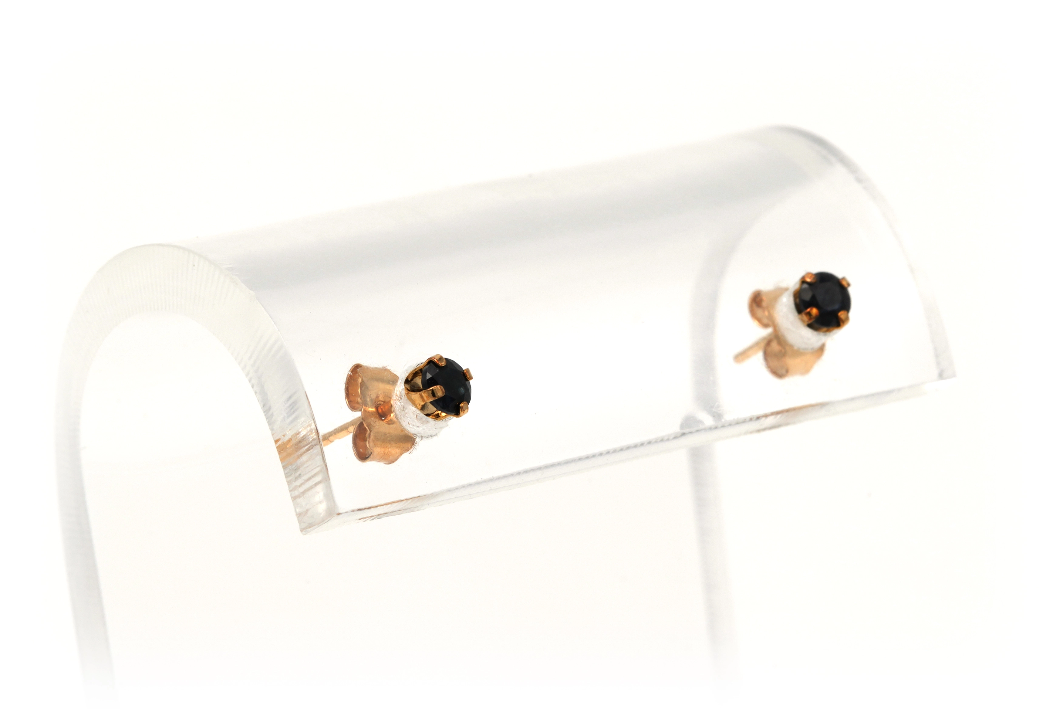 Boucles d'oreilles contemporaines en or jaune 9 carats serties de saphirs - 7