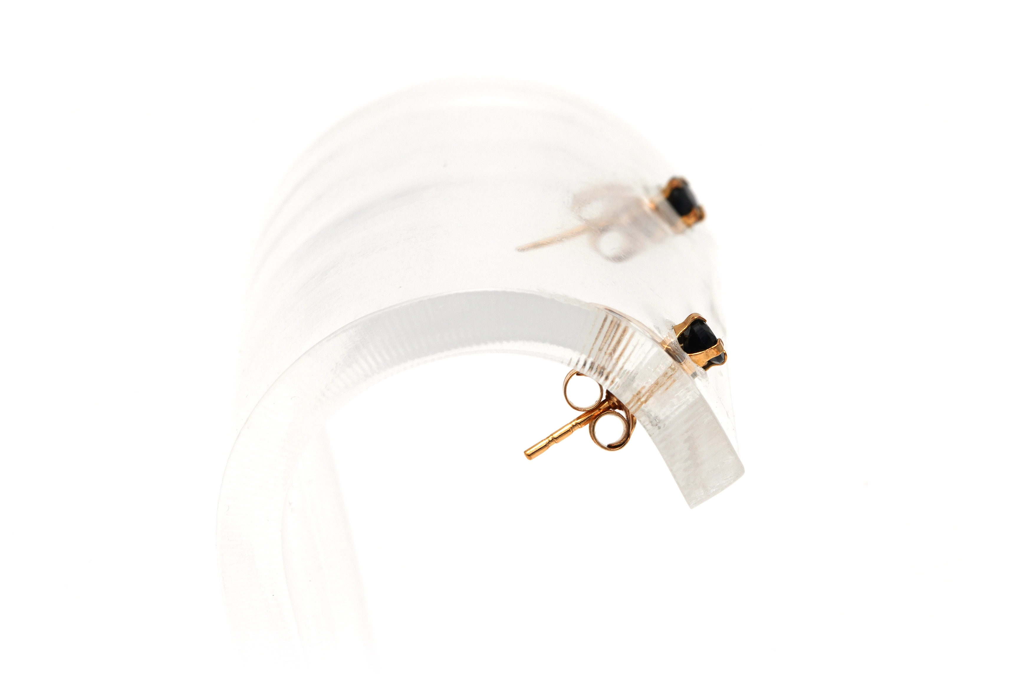 Boucles d'oreilles contemporaines en or jaune 9 carats serties de saphirs - 6