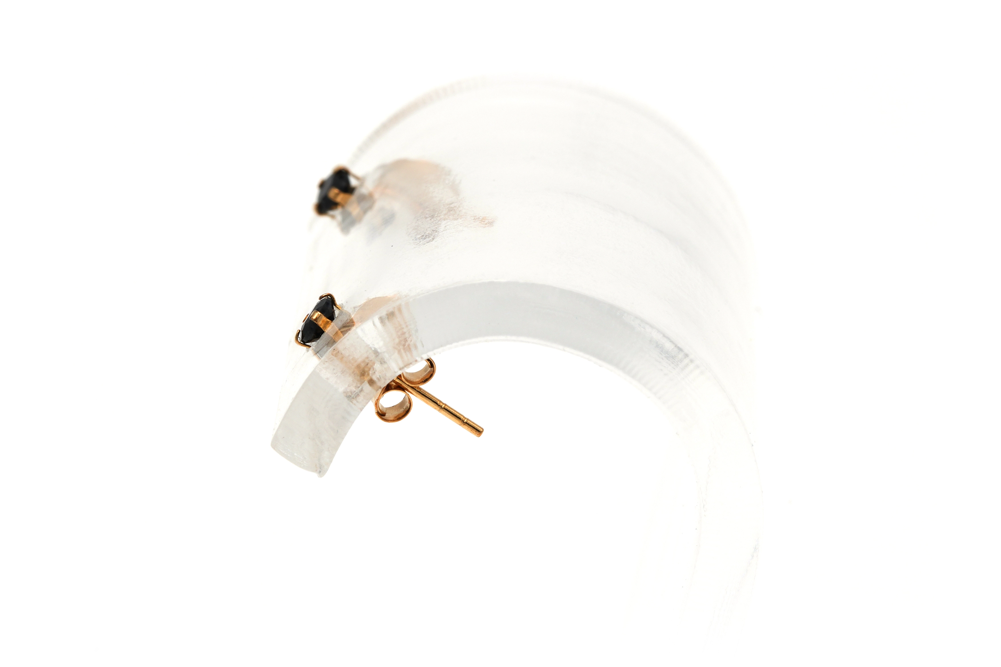 Boucles d'oreilles contemporaines en or jaune 9 carats serties de saphirs - 5