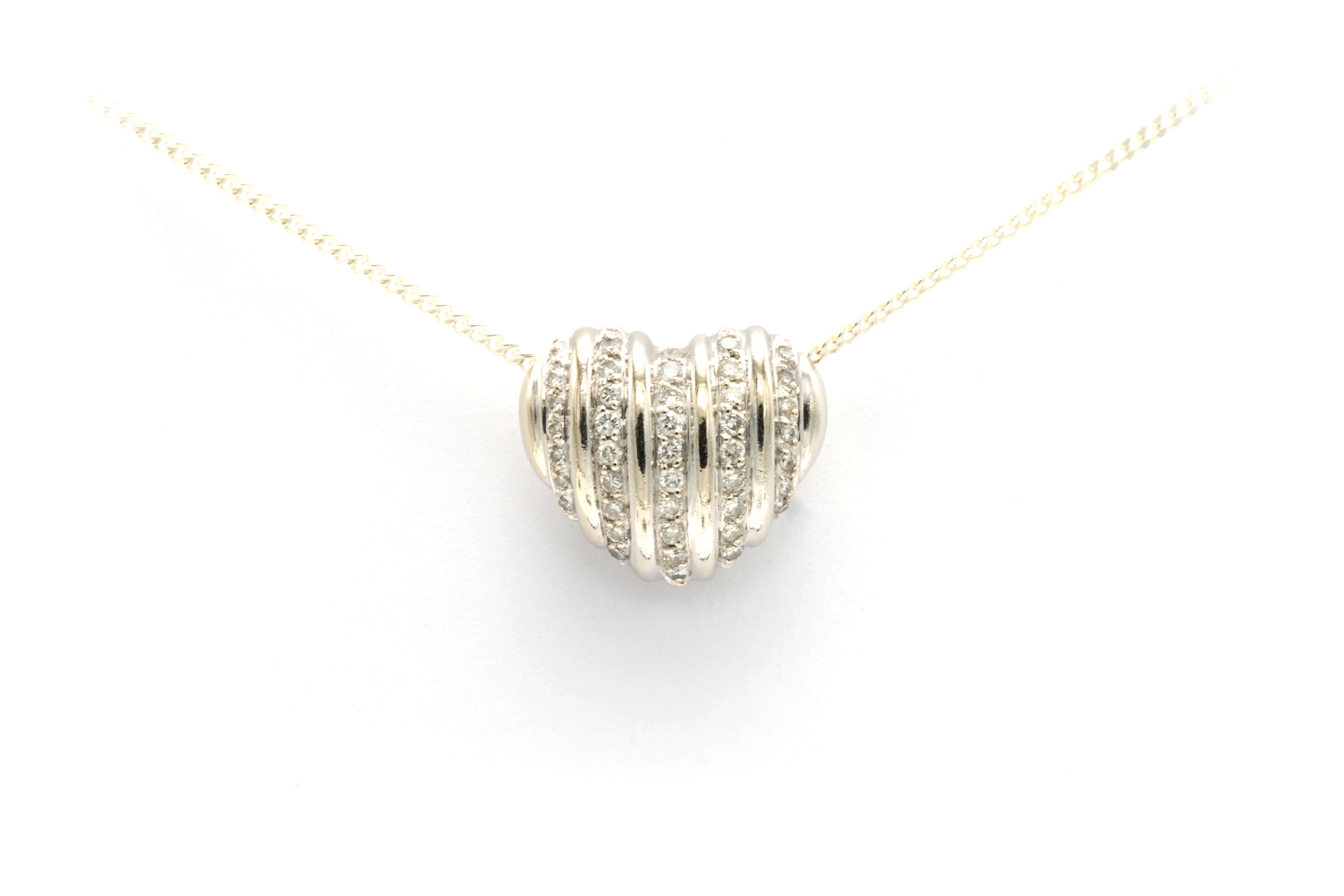 Pendentif contemporain en or blanc 14 carats serti de diamants "taille" brillant (+-0.266ct) - 1
