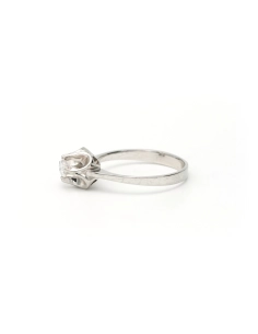 Bague Années 70 en or blanc 18 carats sertie d'un diamant "taille" brillant (+-0.14ct) - 3