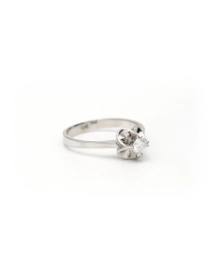 Bague Années 70 en or blanc 18 carats sertie d'un diamant "taille" brillant (+-0.14ct) - 6