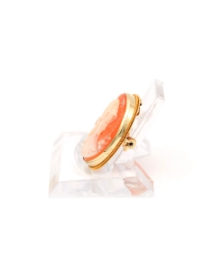 Broche Années 50 en or jaune 18 carats sertie d'un camée coquillage - 3